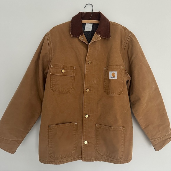 Vtg Carhartt Barn Chore Field Jacket Canvas Blanket Lined Made In USA 90s - Picture 2 of 16